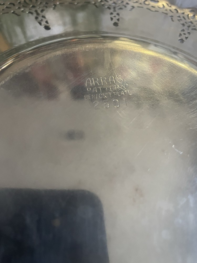 Arras Pattern Benedict Plate 10 3/8" Round Silverplated Serving Plate #2501