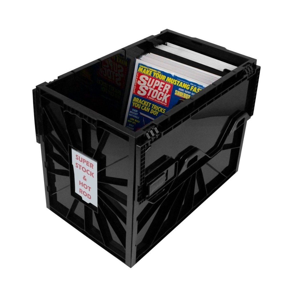 5 ( 1 Case) BCW Plastic Black Magazine Document Storage Bin Acid Free Stackable