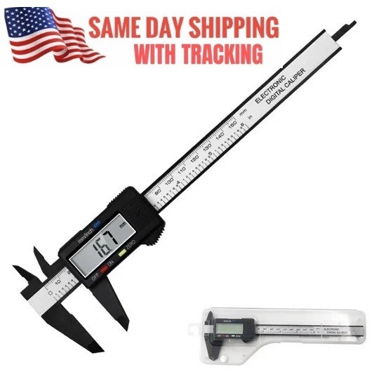 6" 150mm Carbon Fiber Electronic Digital Vernier Caliper Micrometer Gauge LCD