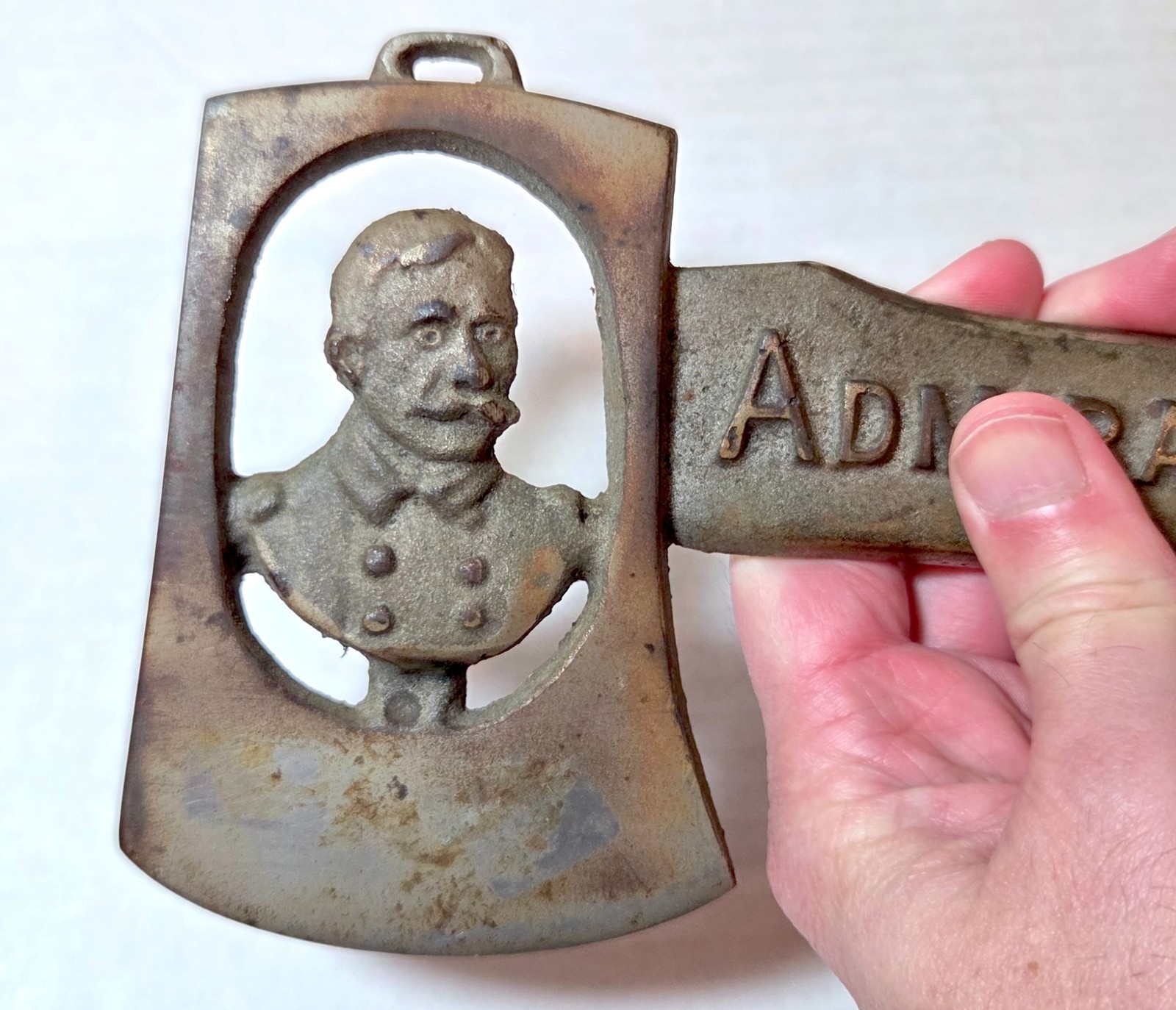 1898 Admiral Dewey Hero of Manila, cast iron souvenir axe hatchet SAW