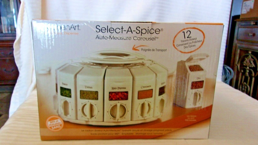 NEW Kitchen Art SELECT-A-SPICE Adjust-A-Spoon Carousel White