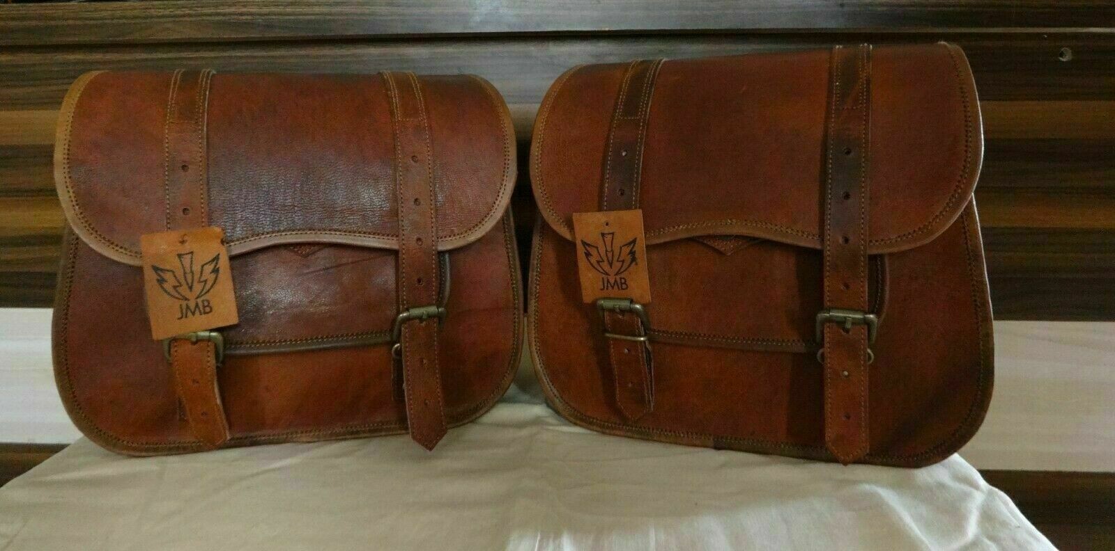 Saddlebags Motorcycle 2Bags Side Pouch Brown Leather Side Pouch Panniers Saddle