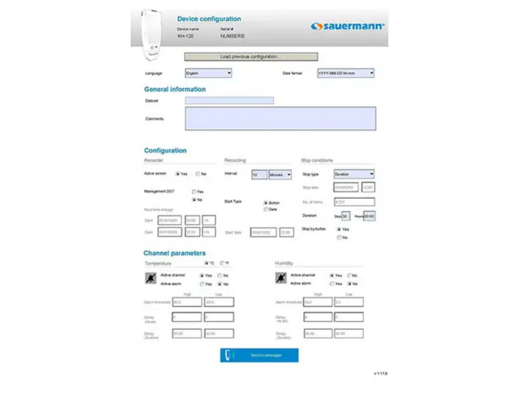 Sauermann KH 120 HVAC Humidity/Temperature Data Logger with Direct USB