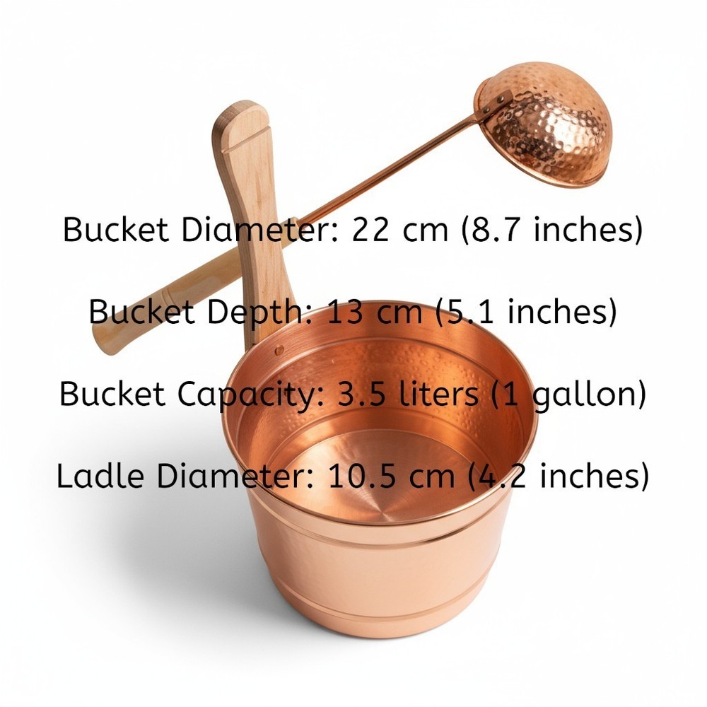 Copper Sauna Bucket And Ladle