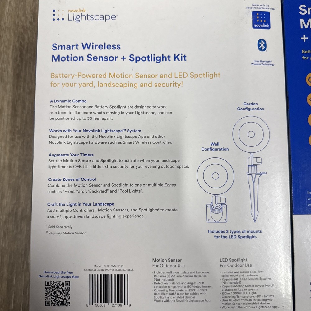 2-Pack Novolink Lightscape Smart Wireless Motion LED Spotlight Kit Bluetooth
