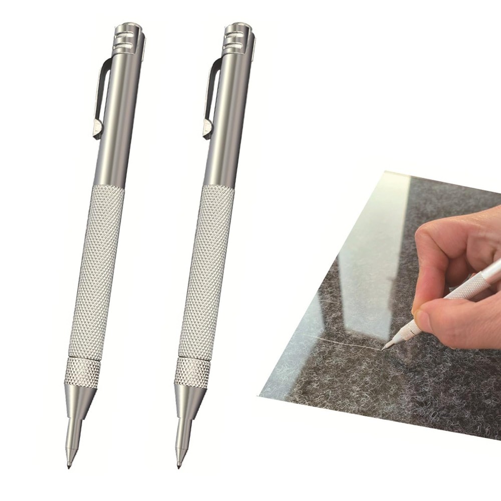 2pcs Tungsten Carbide Tip Scriber With 12 Replacement Marking Tip, Silver