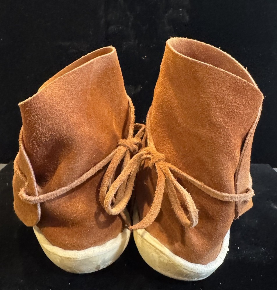 Old Native American Moccasins Navajo Apache Buckskin Hard Bottom High Top 7.5-9