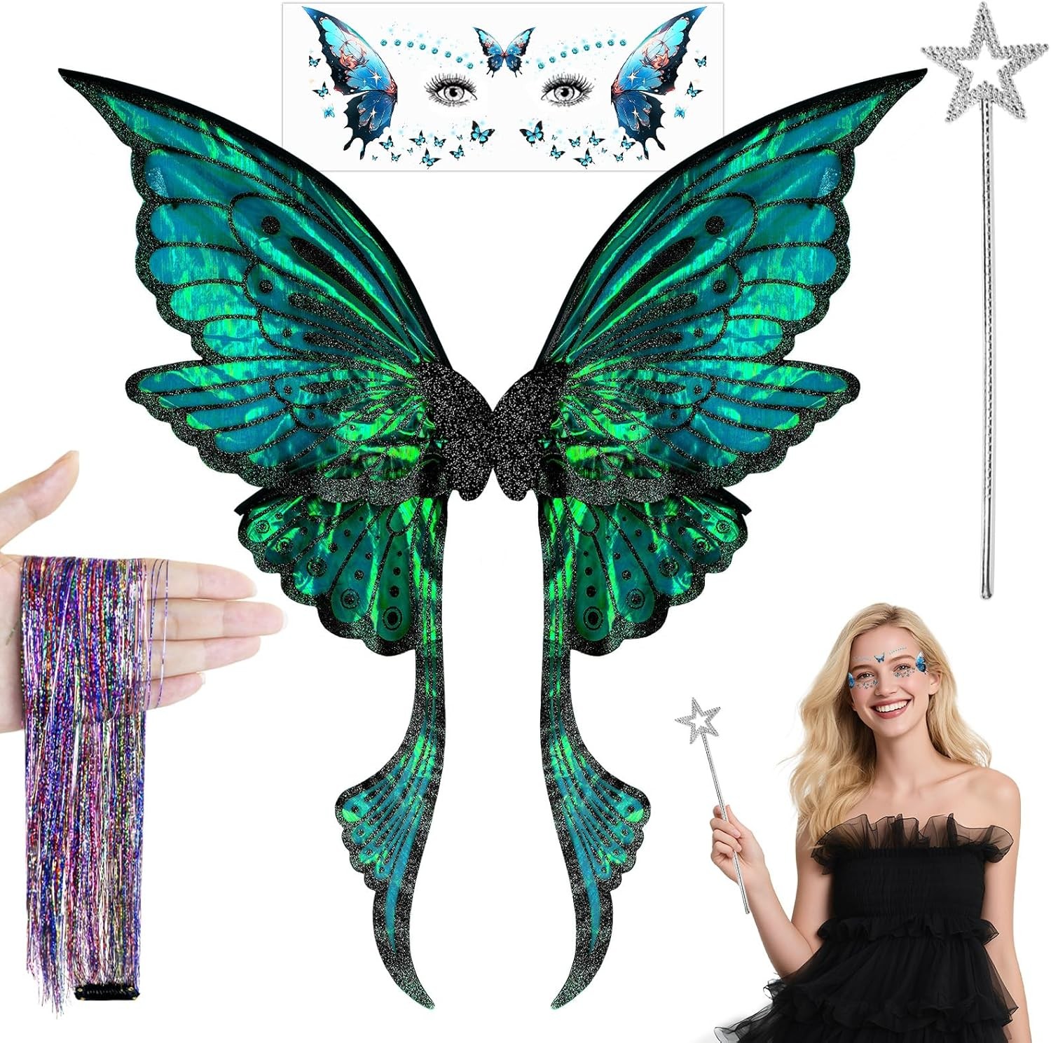 Fairy Wings Adult Women - Butterfly Angel Wings, Fairy Costume Accessories for W