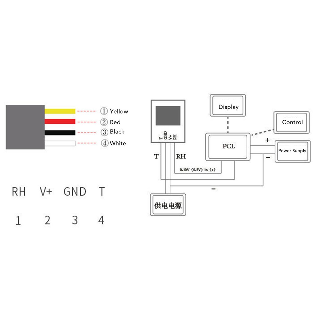 Temperature Humidity Sensor 4-20mA Output 15-30V Transmitter Sensor Probe.