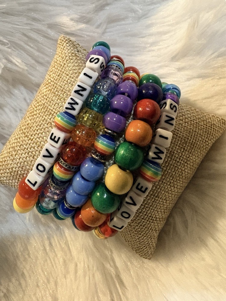 5 Handmade Rainbow Stretchy Bracelets