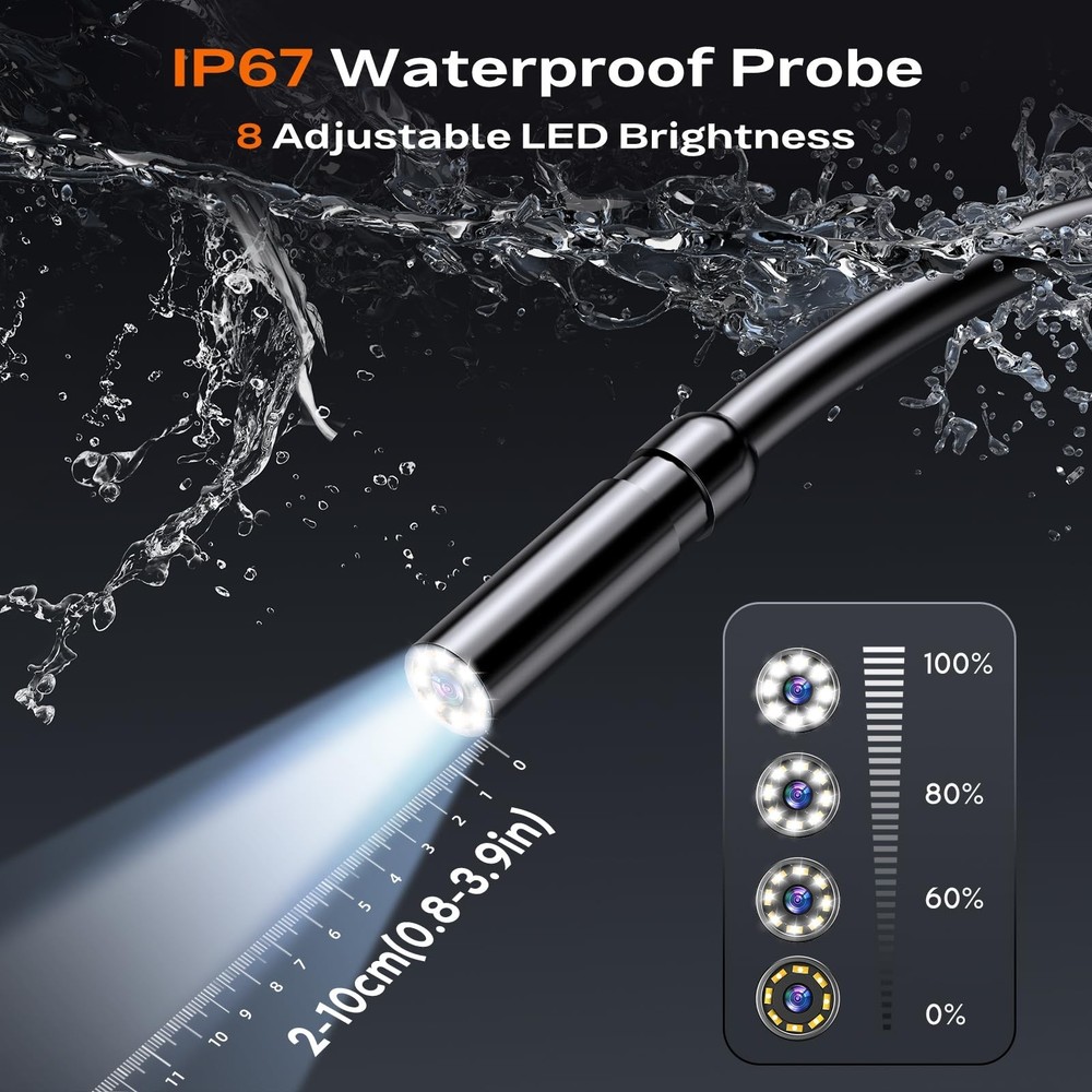 Endoscope Camera with Light, Handheld Borescope with 4.3" IPS Screen, 1080P HD