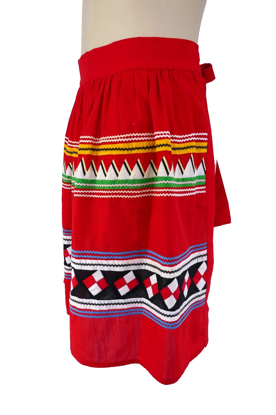 VINTAGE SEMiNOLE MiCCOSUKEE NATiVE AMERiCAN HANDMADE PATCHWORK RiC RAC APRON