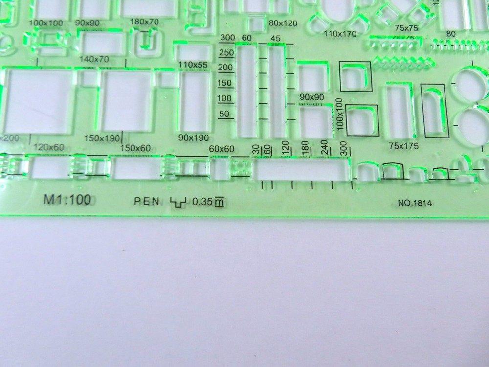 Geometric Drafting Stencils Drawing Templates 6 Piece Set Transparent Green