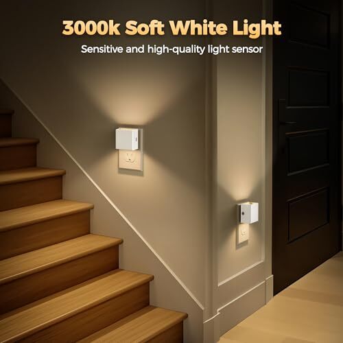 LED Night Lights Plug into Wall [2 Pack], Plug in Nightlight, 3 Level