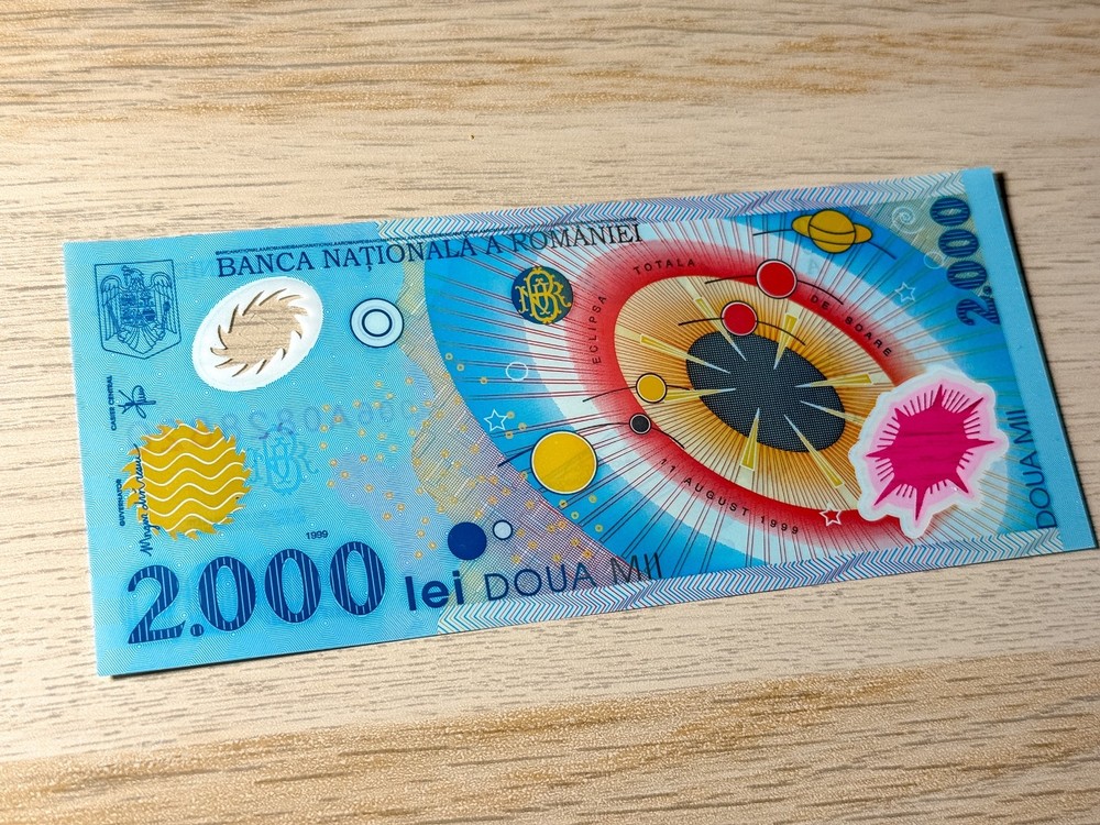 5 x Romania 2000 Lei 1999 Solar Eclipse Banknote UNC Consecutive Numbers