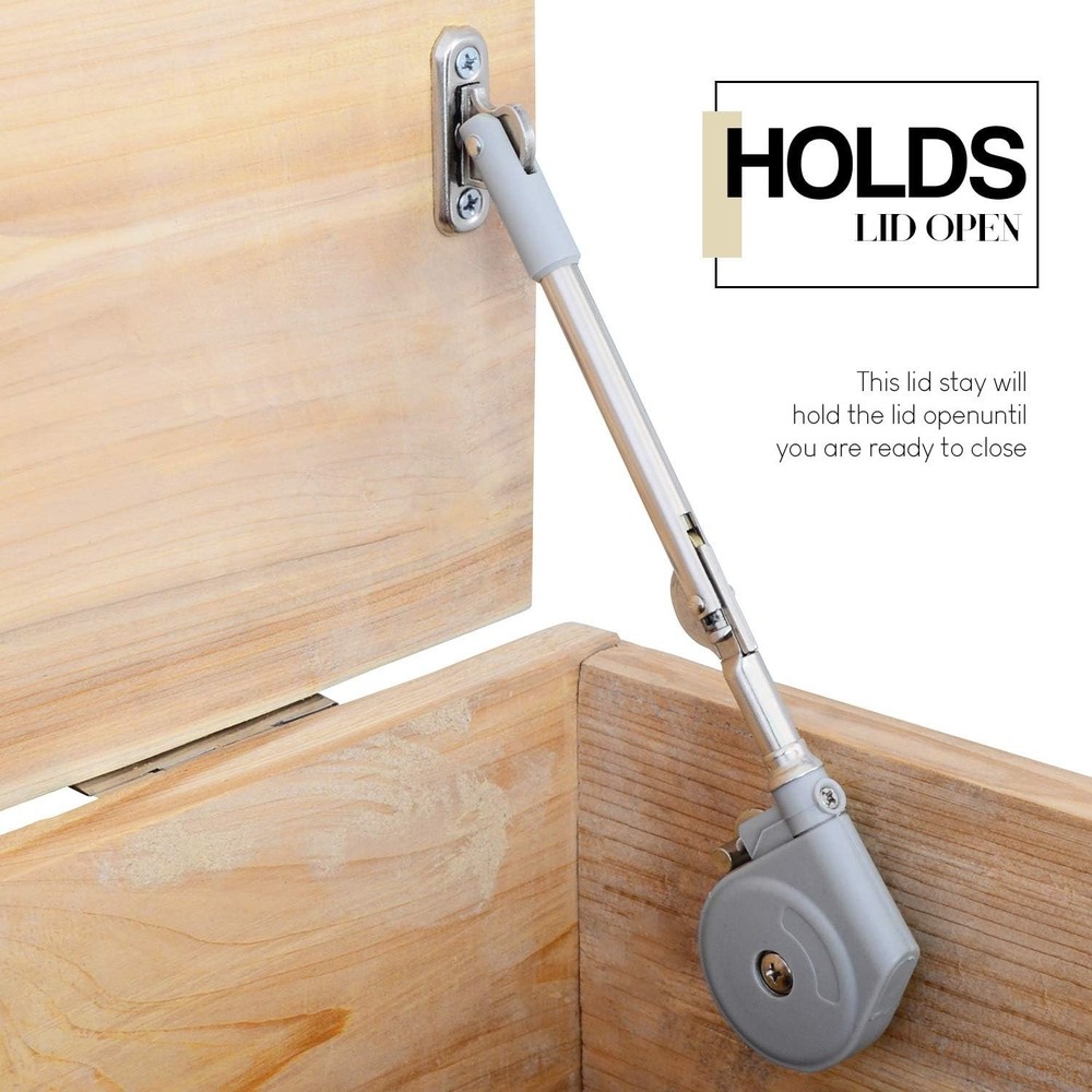 Compact Nickel Lid Support with Soft Closure - Perfect for Toy Boxes & Cabinets