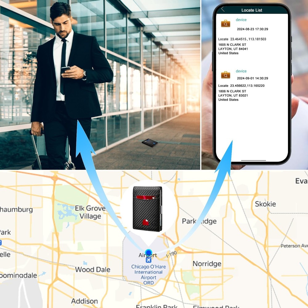 Mens Wallet Tracker Work for Android & iOS Device, Smart Wallet for Men With ...