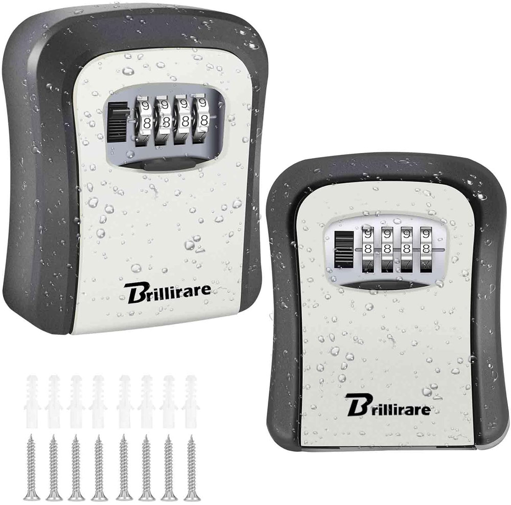 2 Pack Key Lock Box | Wall Mount 4 Digit Combination | Waterproof Large Capacit