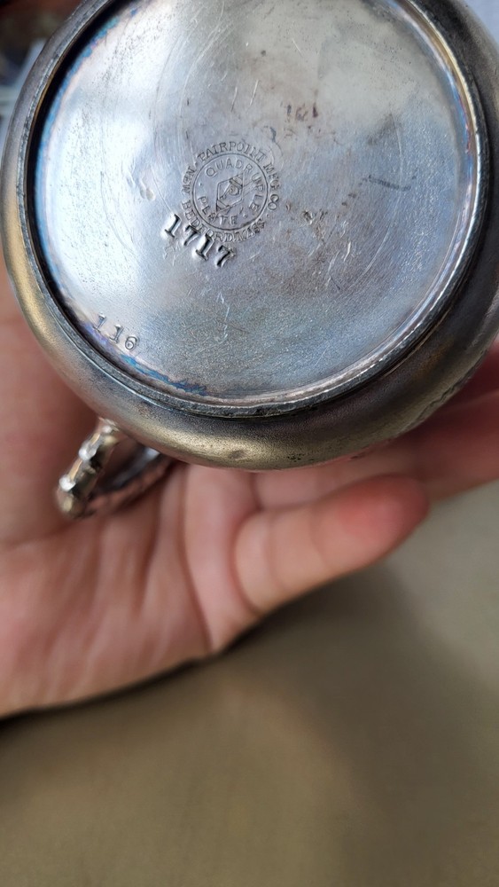 Pairpoint Silver Plate Fruit Engraved Creamer. 1S