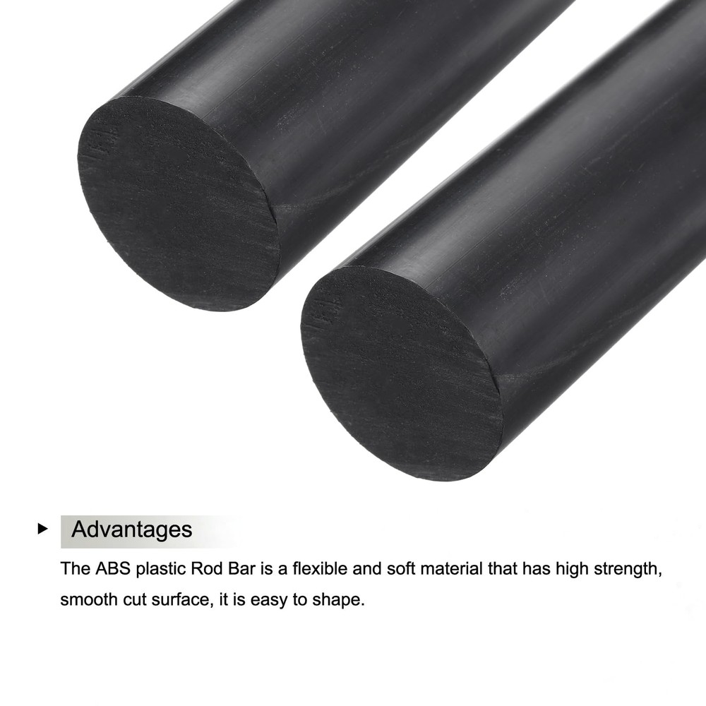 2 PCS ABS Plastic Rod Round Solid Bar 50mm x 200mm Black DIY Model Material