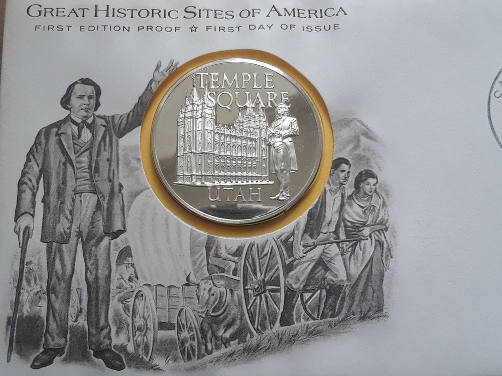 1972 Franklin Mint, proof silver medal UTAH-TEMPLE SQUARE