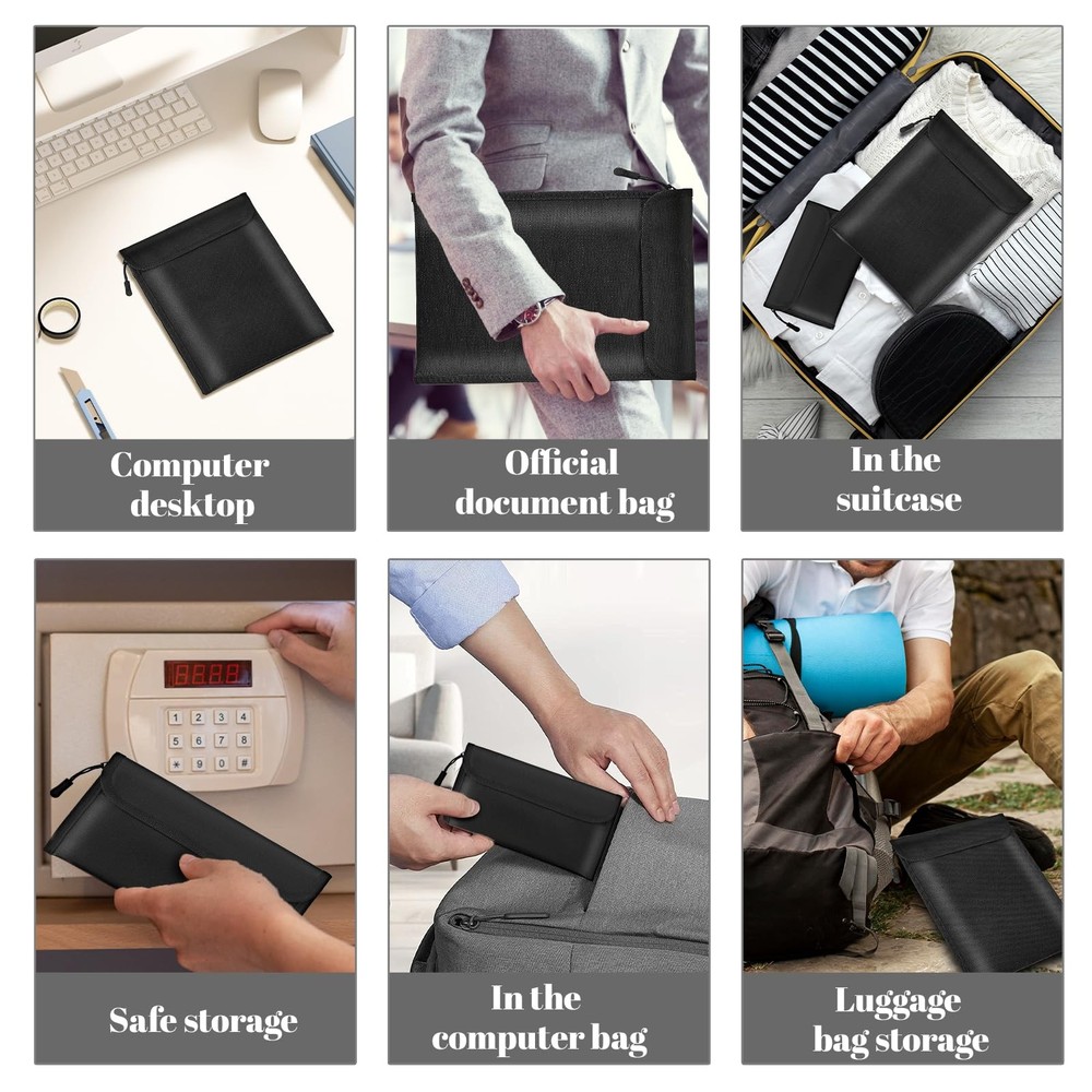 Fireproof Document Bag set Waterproof Money Security Pouch set 3 Pack