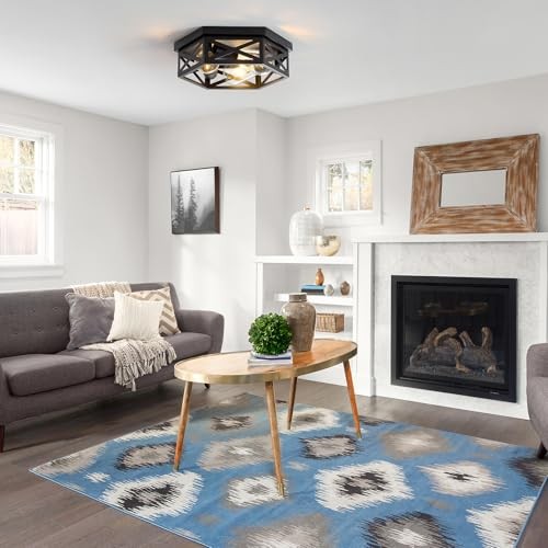 13 inch Flush Mount Ceiling Light Fixture,3-Light Hallway Light 2 pack Black