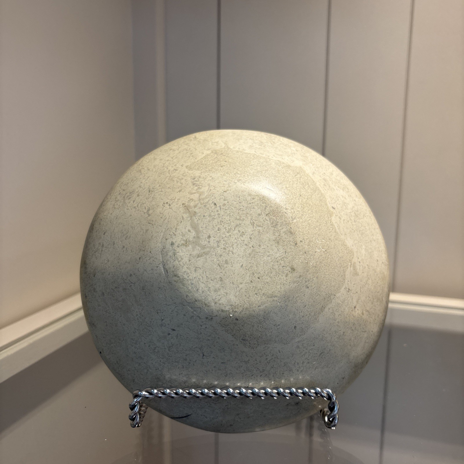 Kenya African Hand Carved Soapstone Dish Hand Painted Black White Elephants