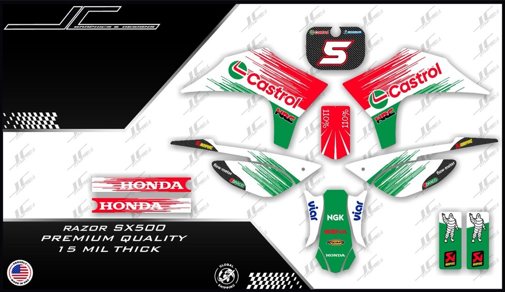 Razor SX500 graphics kit decals THICK AND HIGH GLOSS