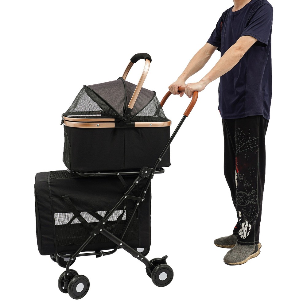 Dog & Cat Foldable Pet Stroller, Foldable Pet Stroller for Small & Medium Dogs