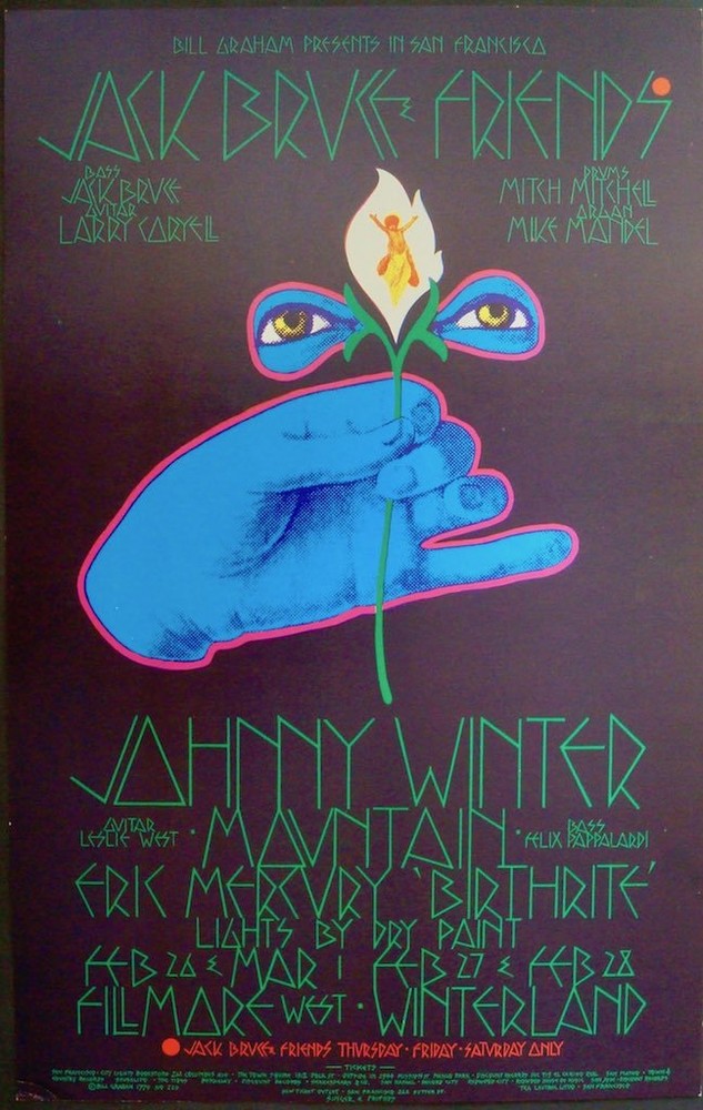 JACK BRUCE BAND BG 220 FILLMORE concert poster 1970 DAVID SINGER BILL GRAHAM