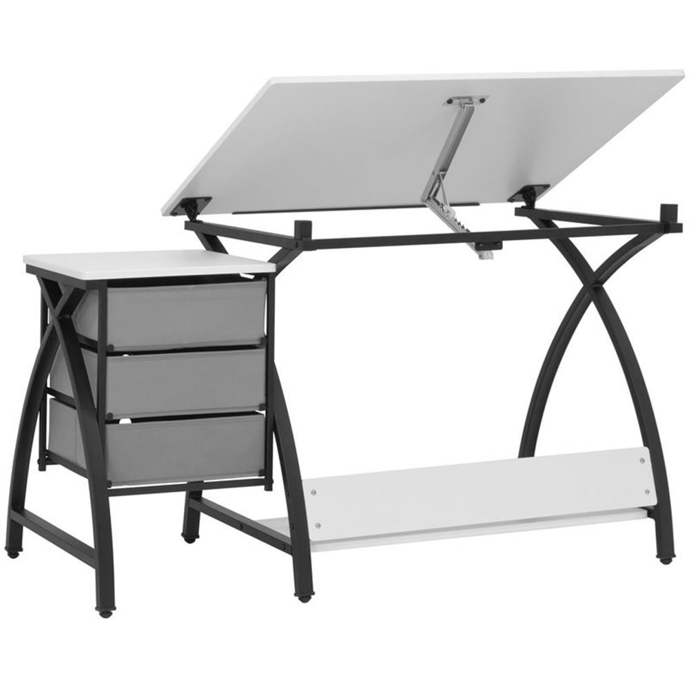 Studio Designs Comet Center Plus Drawing Table with Stool in Black and White