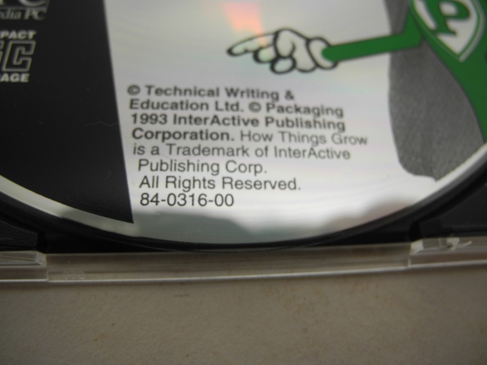"How Things Grow" 1993 InterActive Publishing Corp. PC/Mac CD ROM with Booklet