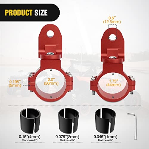 UTV Flag Antenna Mount Whip Light Mounting Bracket For Round Cages Red 2Pcs