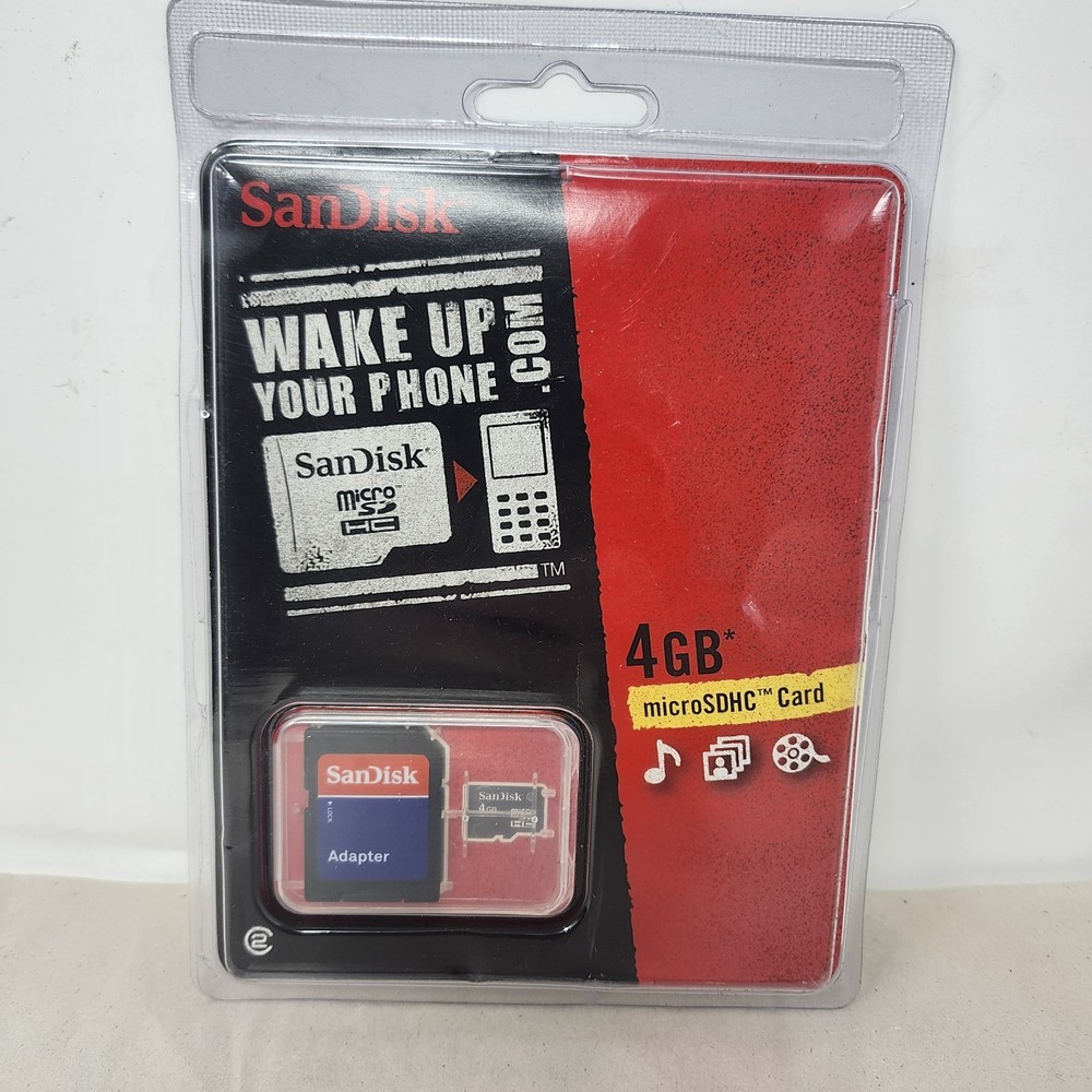 SanDisk 4GB microSD Memory Card with Adapter – Class 4 Flash Storage New