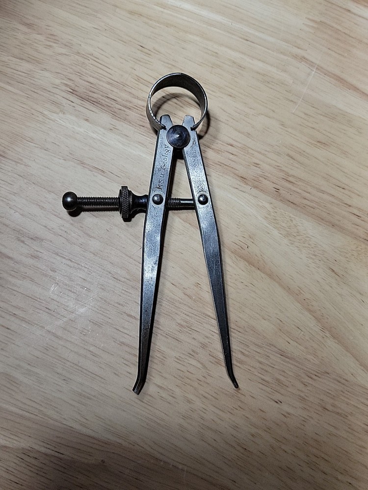 Union Tool Co Inside Caliper 5 inch Compass Machinist Drafting Tool Flat Leg