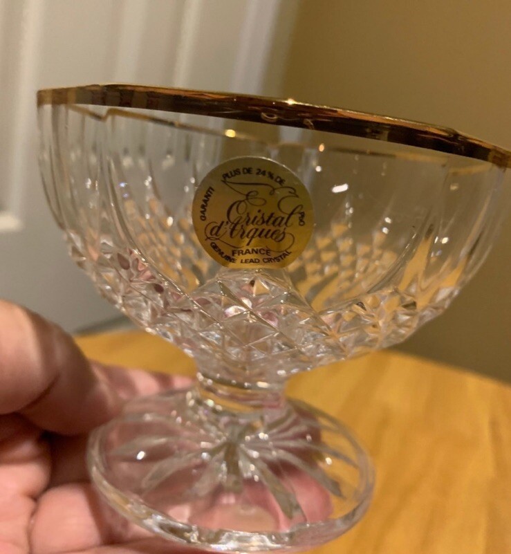 Crystal D’Arques Gold Rim Candy Dish