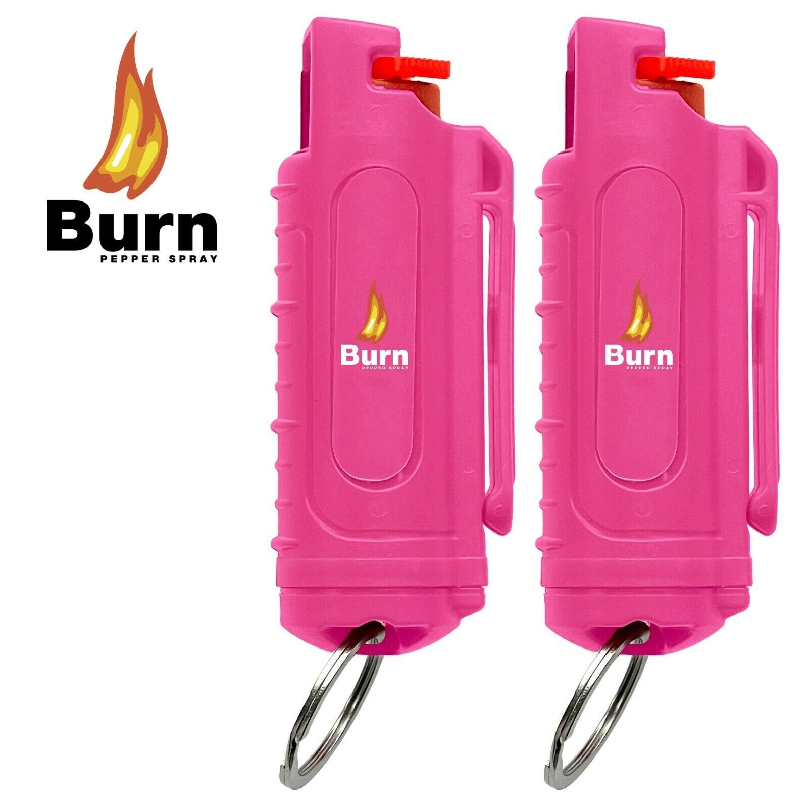BURN PEPPER SPRAY Maximum Strength Self Defense Security Keychain Pink 2 Pack