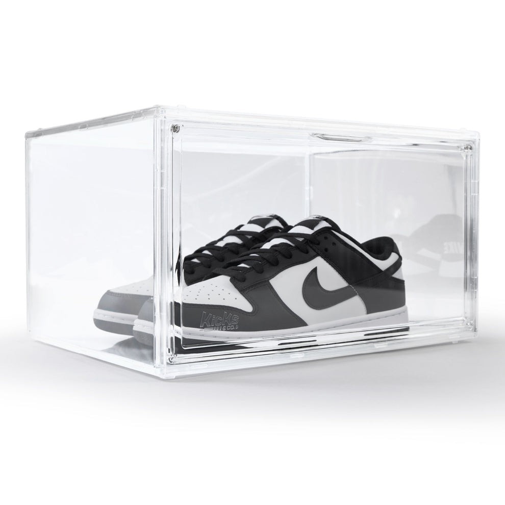 Clear 360° Stackable Shoe Display Case – Side Door Access, Up to Size 13.5 2Pack