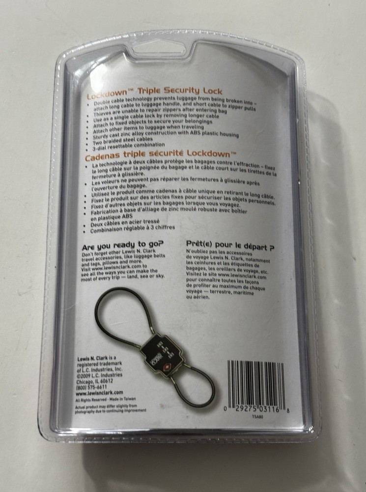 Lewis N. Clark Lockdown Triple Security Lock TSA Approved TSA80
