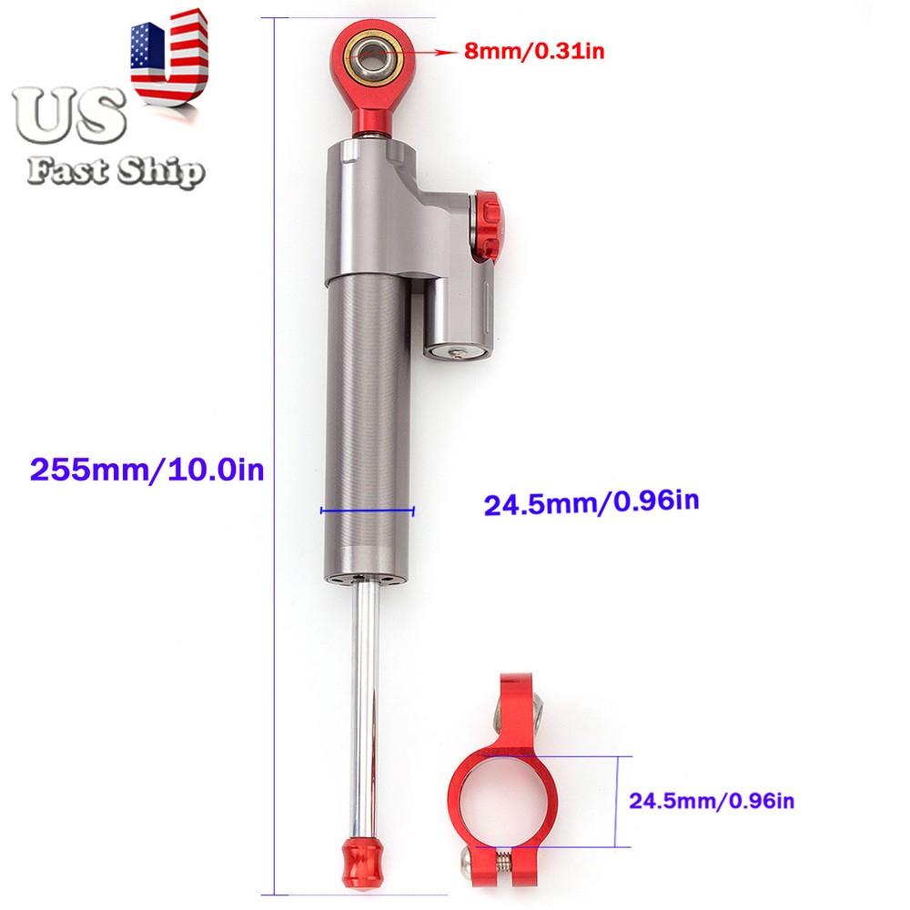 Motorcycle Steering Damper Stabilizer Control Universal CNC For ATV Bikes Gray
