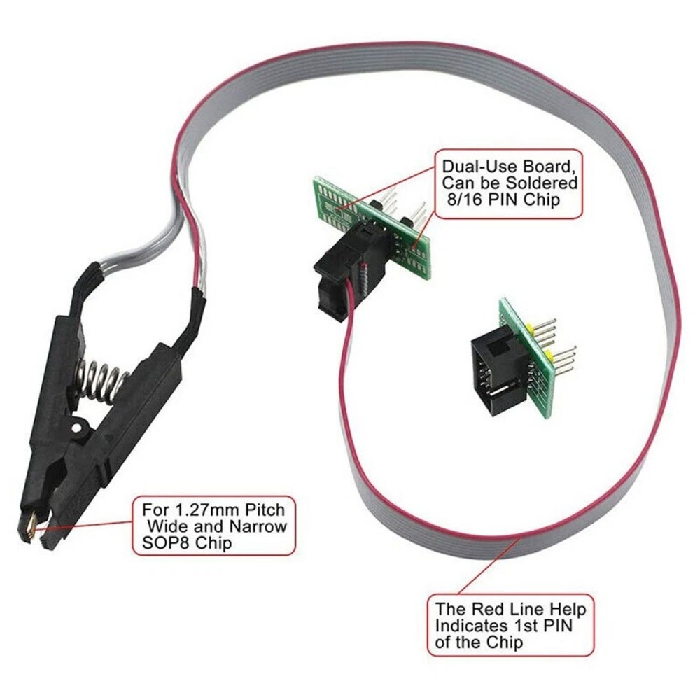 CH341A SOIC8 SOP8 Flash Chip EEPROM Programmer IC BIOS Test Clips 24 25 SeriesD4