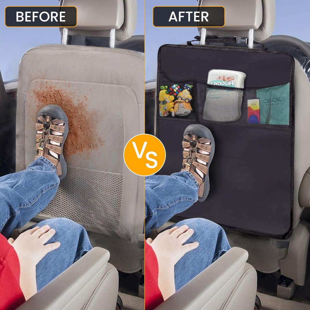 EcoNour 2 Pack Back Seat Protector for Protector, Black 22 Inch