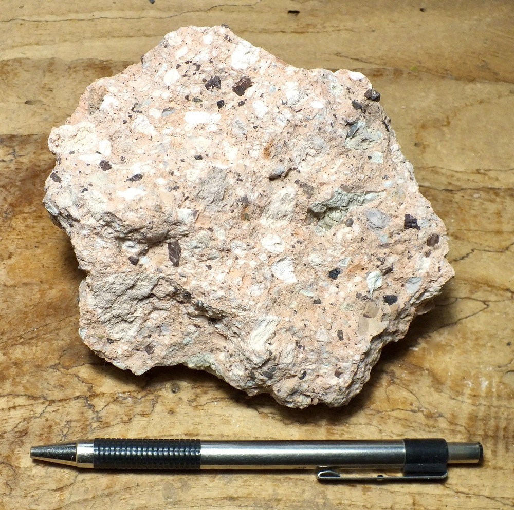 tuff breccia - welded volcanic ash with angular clasts - hand/display specimen