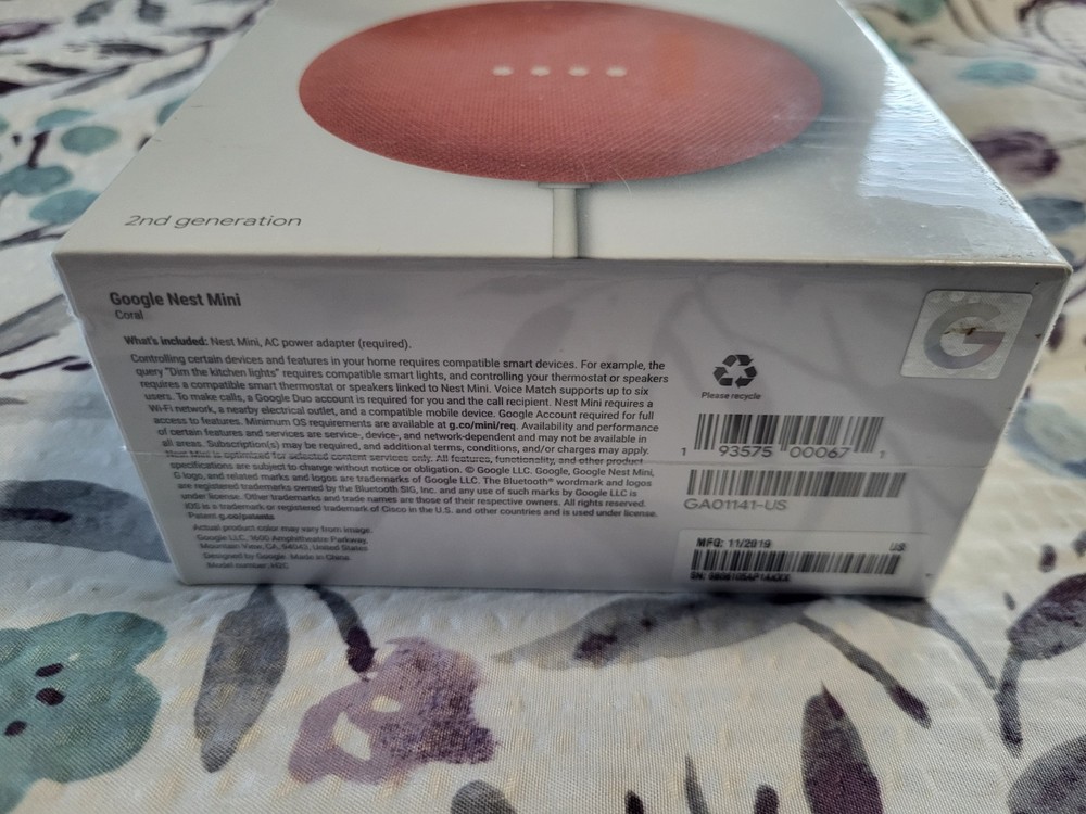 SEALED Google Nest Mini CORAL 2nd Generation Smart Speaker