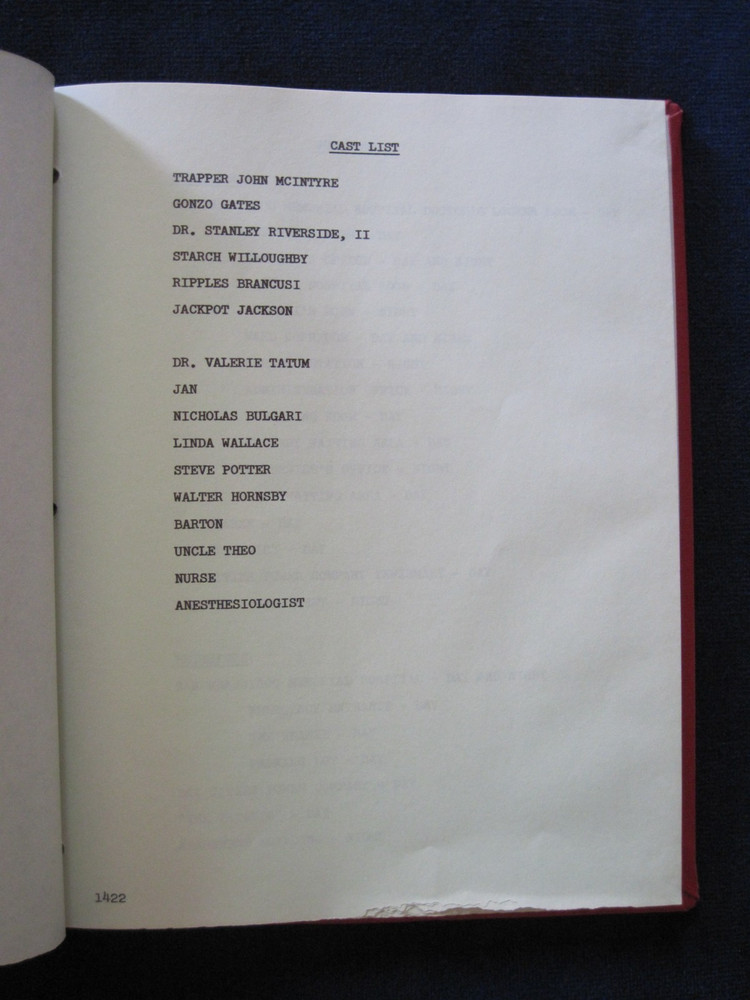 ORIGINAL TV SCRIPT 'DEADLY EXPOSURE' TRAPPER JOHN, MD - 'RIPPLES' COPY