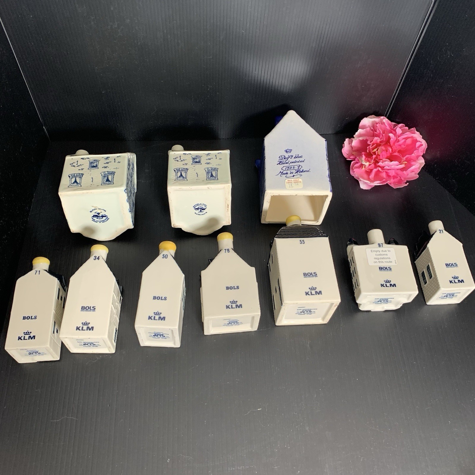 KLM Blue Deltf's Ceramic Houses - Collection of 10 Houses - EMPTY