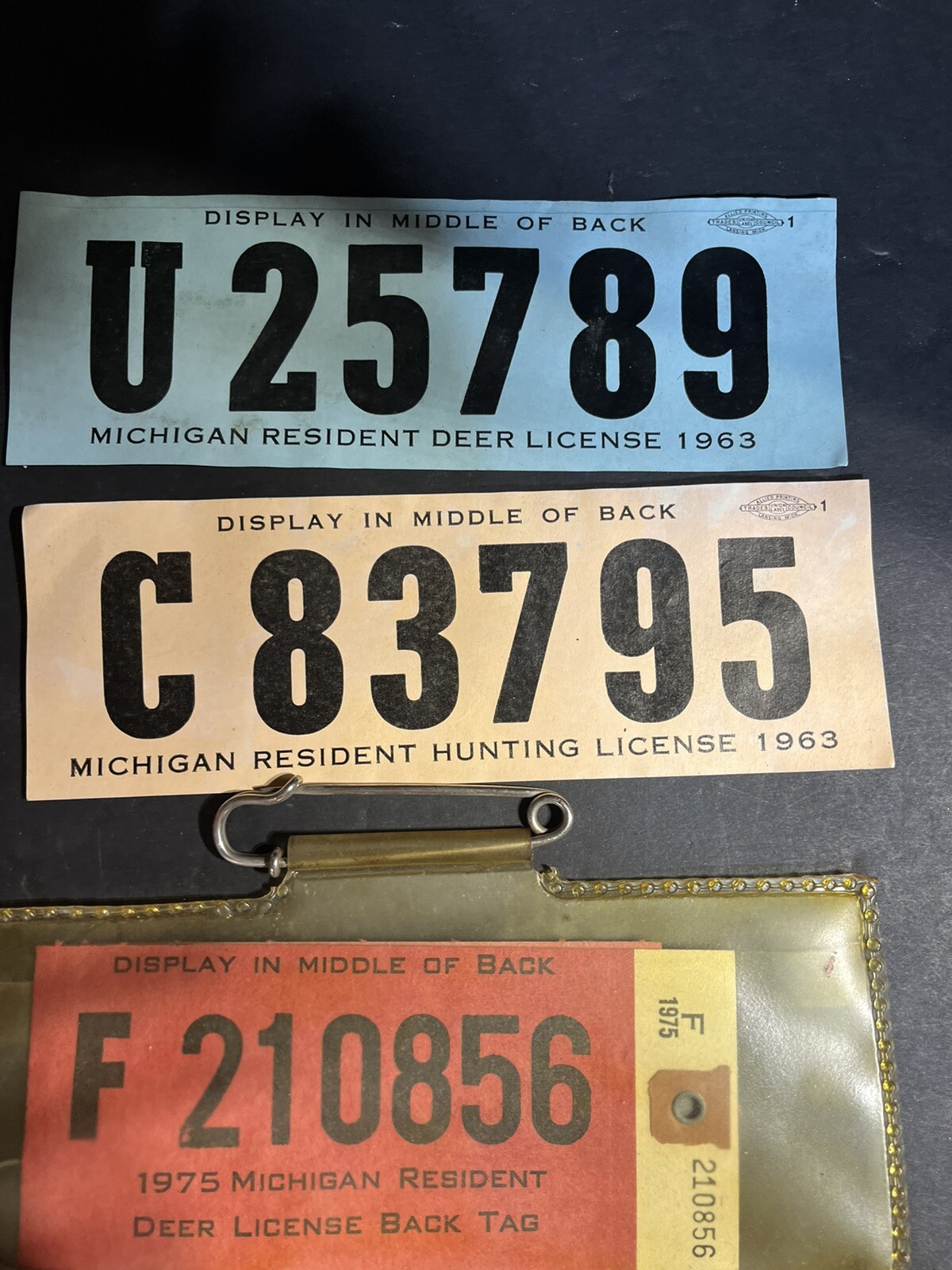 1963@1975 Michigan Hunting Licenses Wit Holders And Hunting Guide