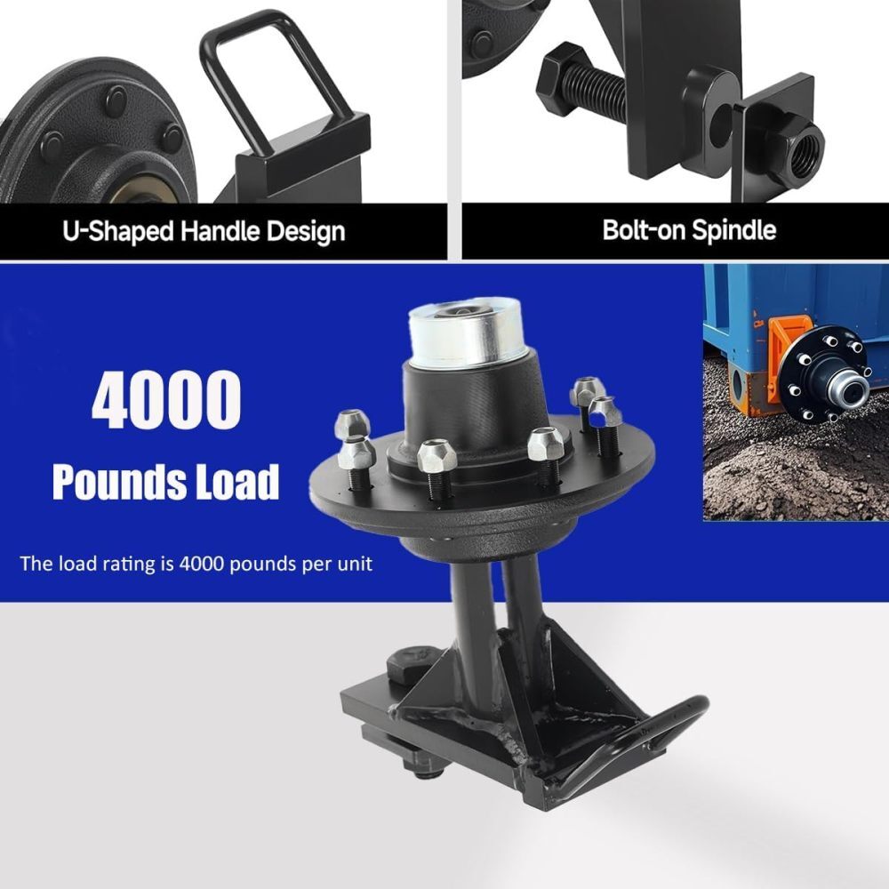 Heavy-Duty Shipping Container Axles Wheels Kit w/Bolt-on Spindle 8 x 6.5'' Lug