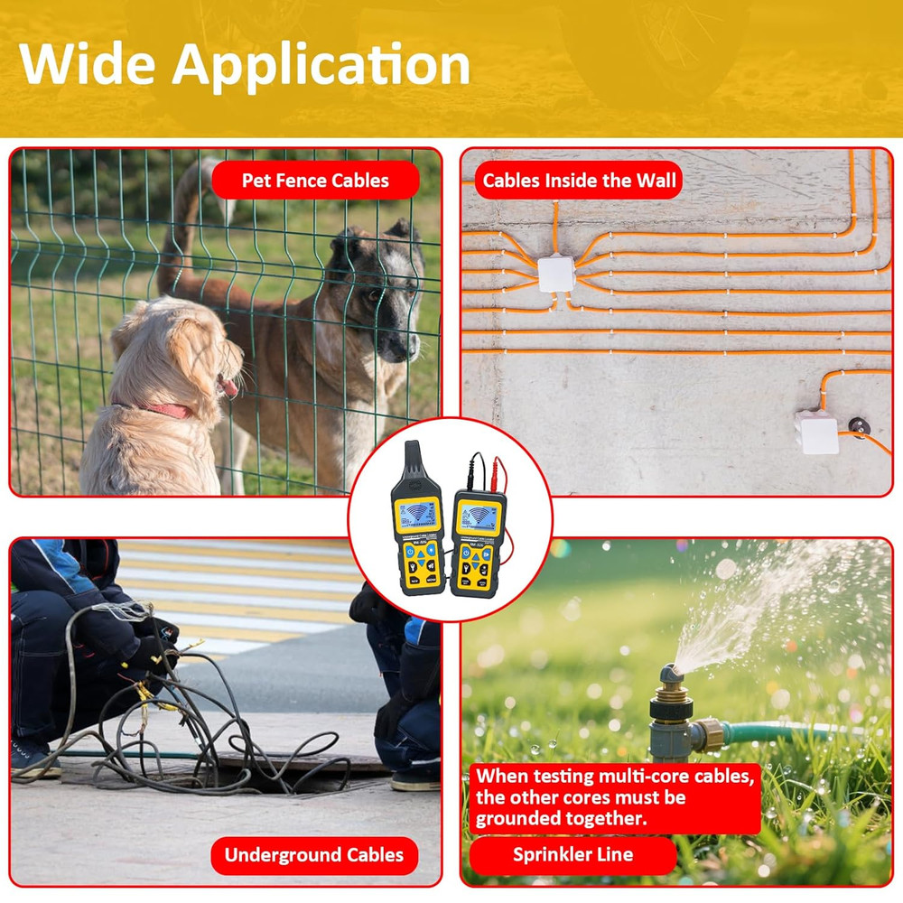 Cable Tester Wire Tracker, Underground Cable Locator for Dog Fence Cables, Test